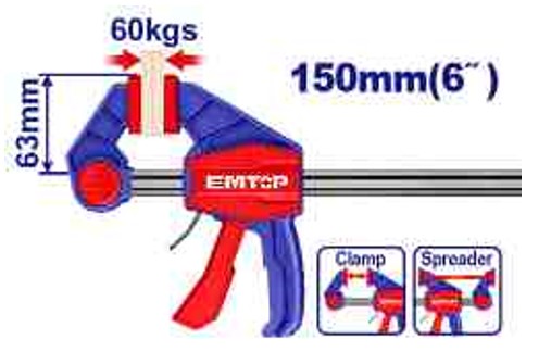 Quick Bar Clamp 63x150mm, 60KGS Force, Iron Ruler 5x18mm, Professional Grade